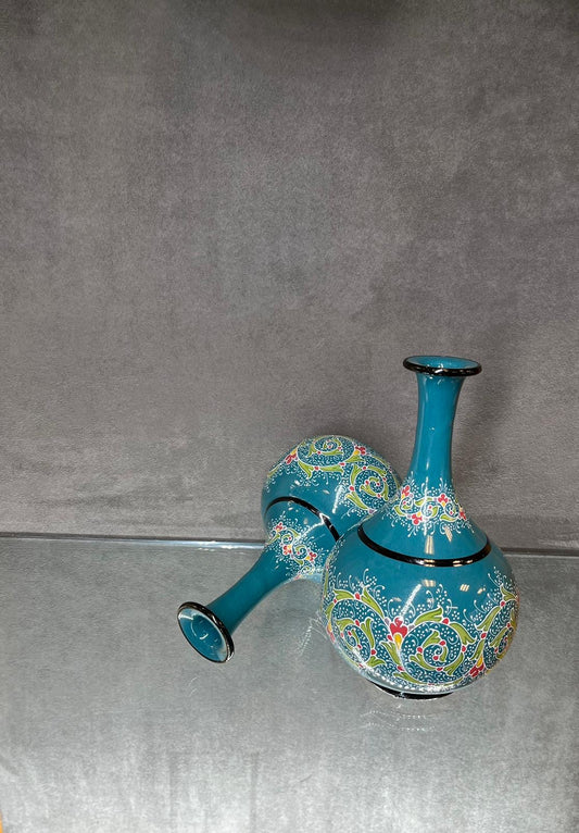 Glazed Blue Beaker Vase - HighTouch 