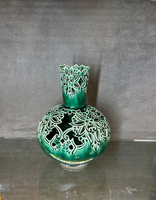 Glazed Green Flower Pot - HighTouch 