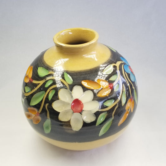 Dark Flower Glazed Vase - HighTouch 