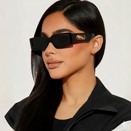 Small Retro Rectangular Leopard Print Sunglasses