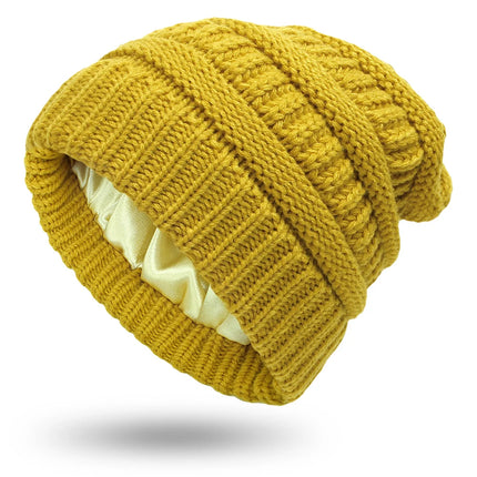 Women’s Silk-Satin Lined Chunky Knit Beanie