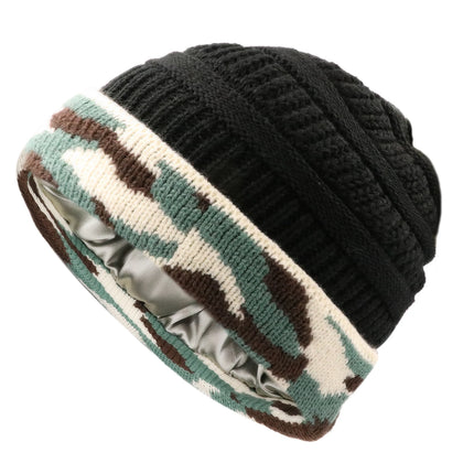 Women’s Silk-Satin Lined Chunky Knit Beanie