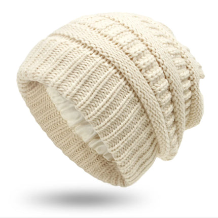 Women’s Silk-Satin Lined Chunky Knit Beanie