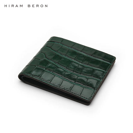 Hiram Beron Custom Name Crocodile Pattern Leather Wallet