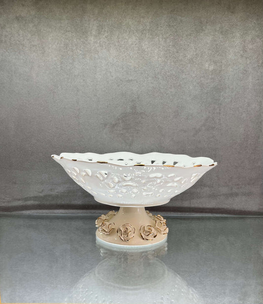 White Rose Pedestal Bowl - HighTouch 