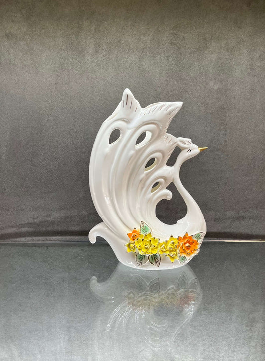 White Rose Decorative Swan - HighTouch 