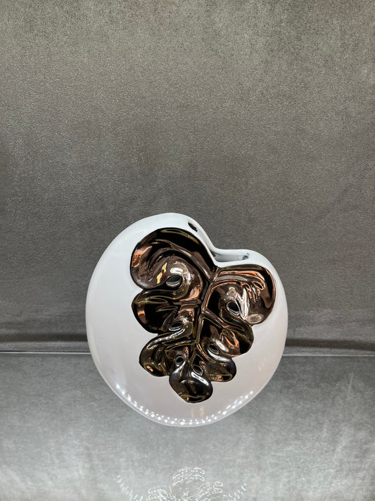 White Ceramic Oval Flower Vase - HighTouch 