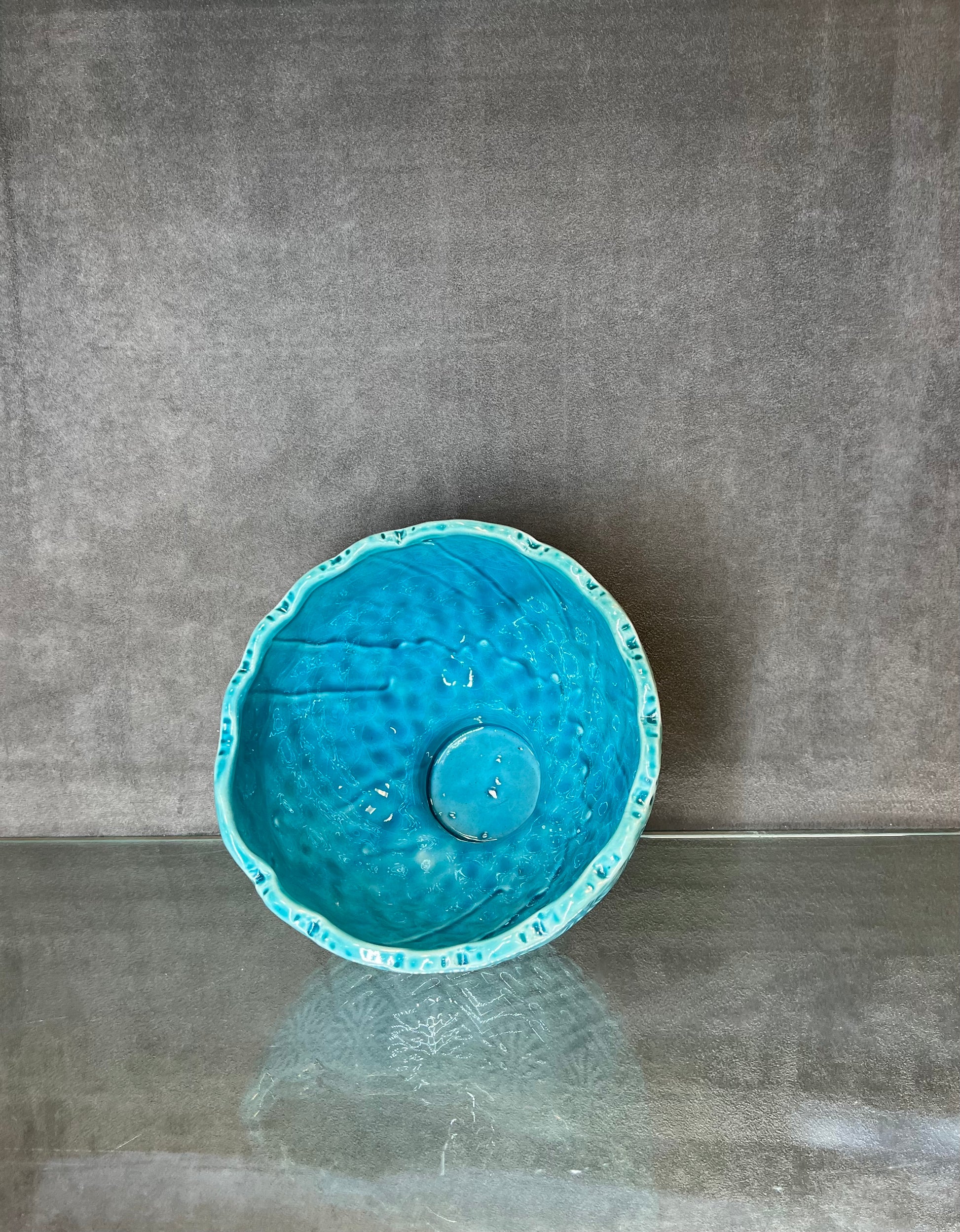 Glazed Blue Craved Flower Vase - HighTouch 