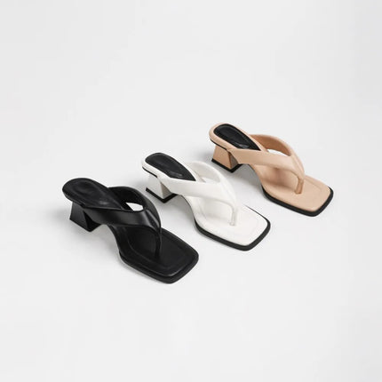 Square-Toe High Heel Sandals