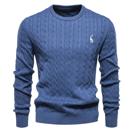 Men's Giraffe Embroidered Cotton Sweater – Unique & Comfortable