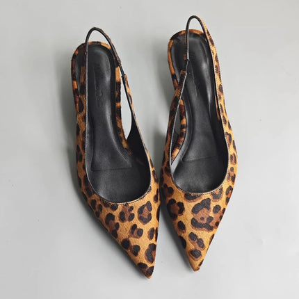 Women’s Horsehair Leopard Print Low Heel Sandals