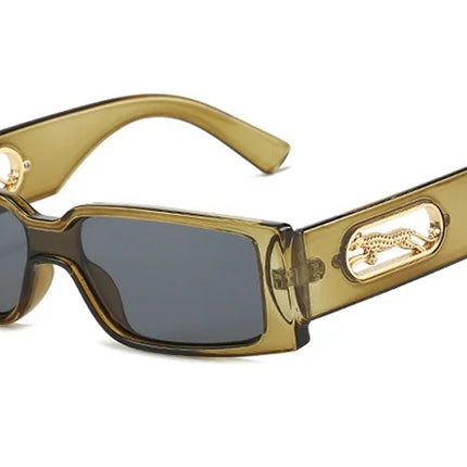 Small Retro Rectangular Leopard Print Sunglasses