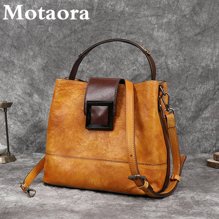Top-Grain Leather Bucket Bag for Women ‒ Handmade Designer Office & Travel Purse