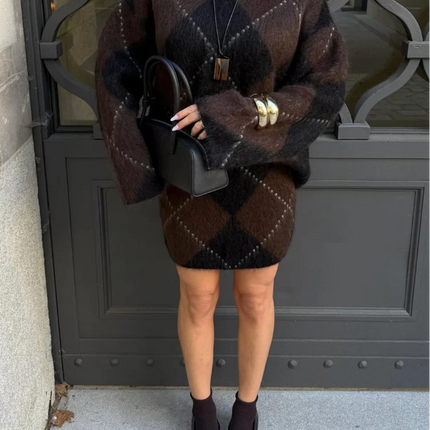 Women’s Argyle Knit Skirt Set