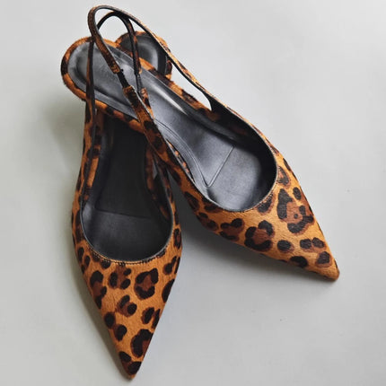 Women’s Horsehair Leopard Print Low Heel Sandals