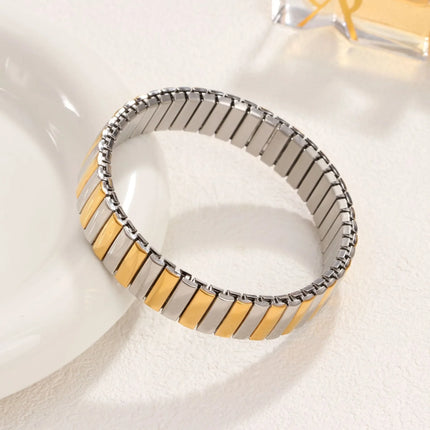 Gold Colour Titanium Steel Heart Elastic Bracelet