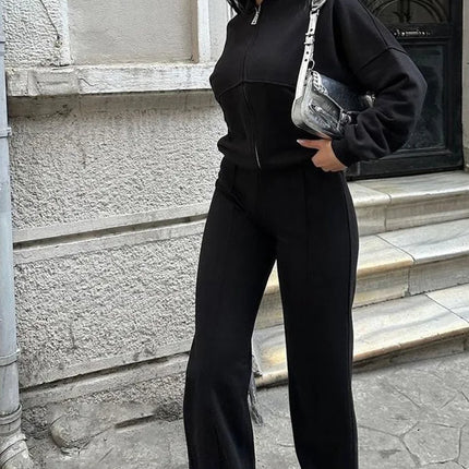 Women’s Matching Zipper Jacket & High-Waist Jogger Set
