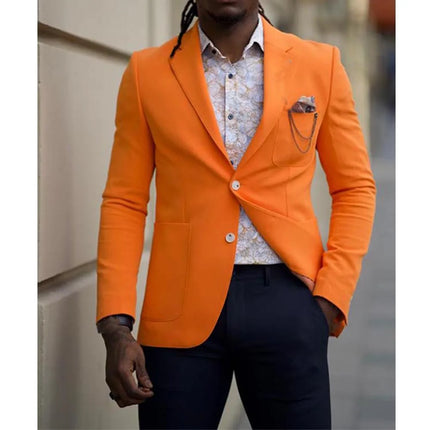 Men’s Single-Breasted Slim Solid Blazer – Big Pocket Casual Suit Jacket
