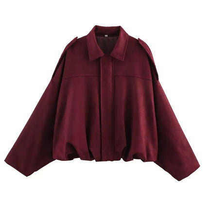 Oversized Suede Bomber Jacket