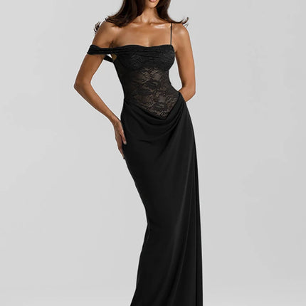 One-Shoulder Lace Maxi Dress