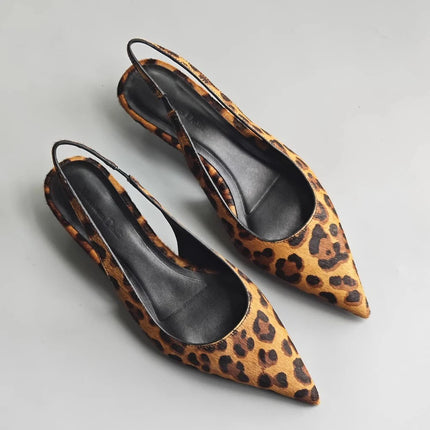 Women’s Horsehair Leopard Print Low Heel Sandals