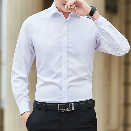 Men’s Big & Tall Business Shirt – Solid Color Long Sleeve (up to 8XL)