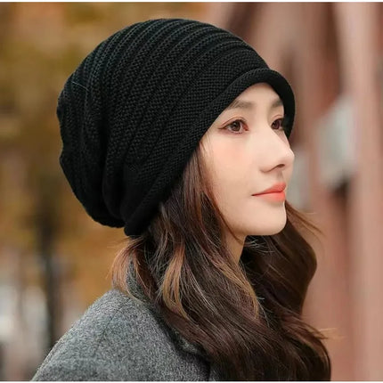 Women & Men Autumn Winter Knitted Wool Roll‑Brim Beanie