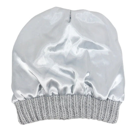 Satin-Lined Knitted Beanie Hat