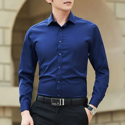 Men’s Big & Tall Business Shirt – Solid Color Long Sleeve (up to 8XL)