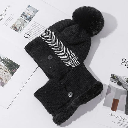 Plush Fur-Lined Pompom Hat