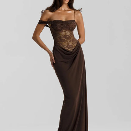 One-Shoulder Lace Maxi Dress