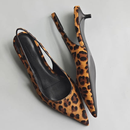 Women’s Horsehair Leopard Print Low Heel Sandals
