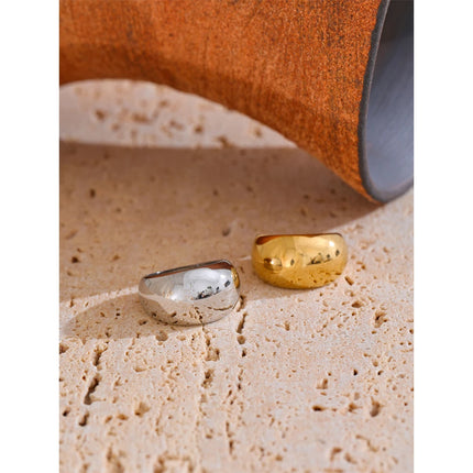 Textured Thick Stainless Steel Ring – 18K PVD Gold Plated
