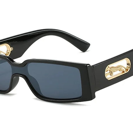 Small Retro Rectangular Leopard Print Sunglasses