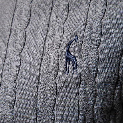 Men's Giraffe Embroidered Cotton Sweater – Unique & Comfortable