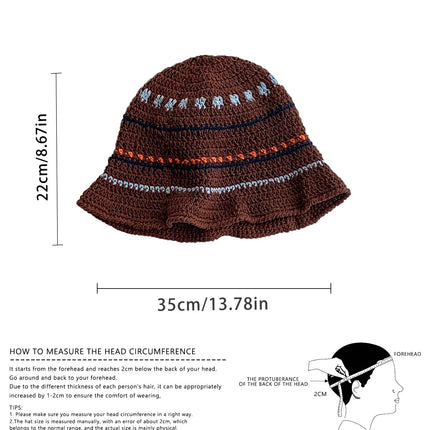 Women's Contrast Striped Knitted Fisherman Bucket Hat