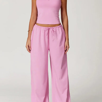 Women’s Hollow-Back Tank & High-Waist Drawstring Pants