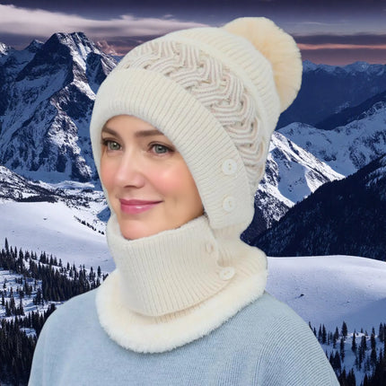 Plush Fur-Lined Pompom Hat