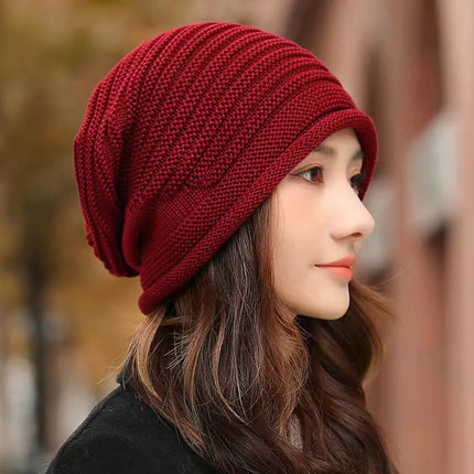 Women & Men Autumn Winter Knitted Wool Roll‑Brim Beanie
