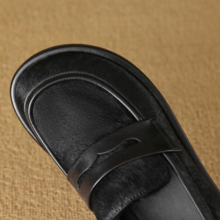 Premium Cowhide & Horsehair Women’s Moccasin Loafers