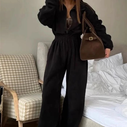 Women’s Hooded Zip Jumpsuit Set
