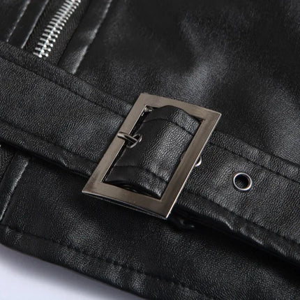 Men’s Slim-Fit PU Leather Motorcycle Jacket