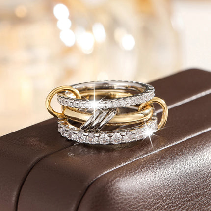 Two-Tone Hypoallergenic Copper Stackable Ring Set