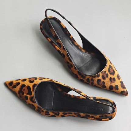 Women’s Horsehair Leopard Print Low Heel Sandals