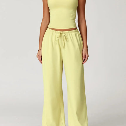 Women’s Hollow-Back Tank & High-Waist Drawstring Pants