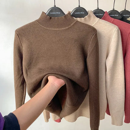Fleece Half-Turtleneck Sweater – Cozy Knit Pullover for Autumn & Winter
