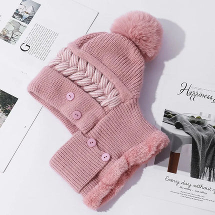 Plush Fur-Lined Pompom Hat