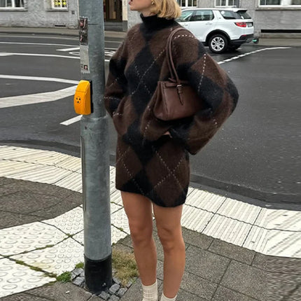 Women’s Argyle Knit Skirt Set