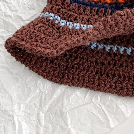 Women's Contrast Striped Knitted Fisherman Bucket Hat