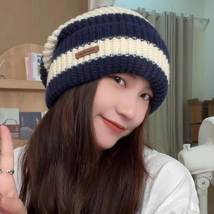 Two-Tone Fur-Lined Knit Beanie